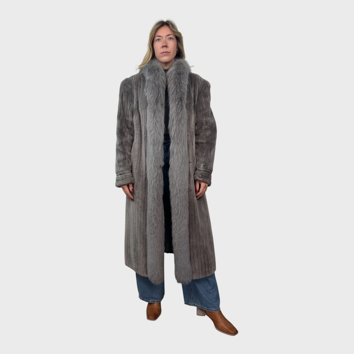 Grey Sheared Beaver Coat