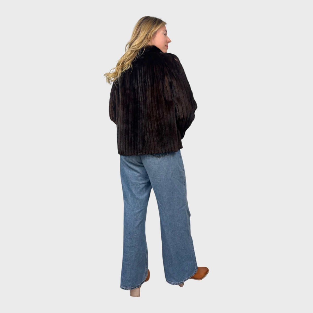 Corduroy  Short Mink Jacket