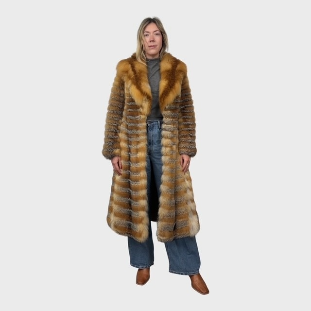 Two Tone Vintage Fox Coat- American Grey & Canadian Red Fox