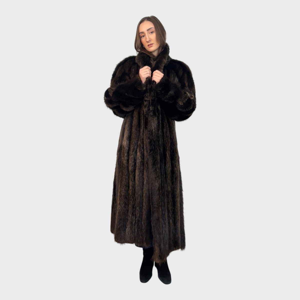 Vintage Long Beaver Fur Coat — Ebony
