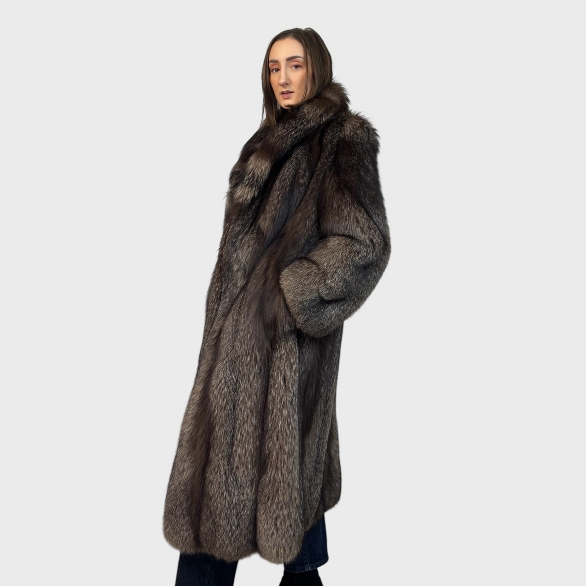 Vintage Blue Frost Fox Full-Length Coat
