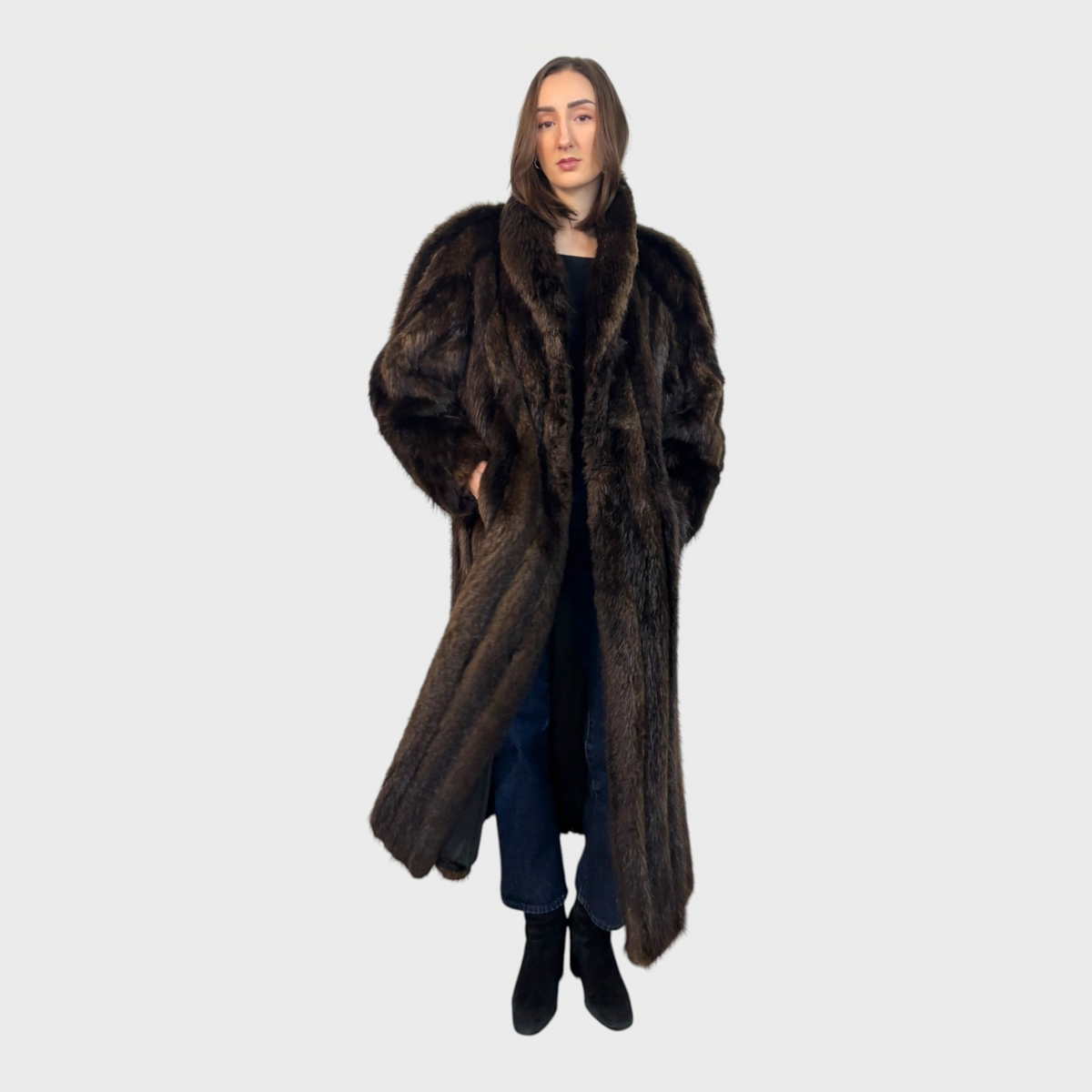 Vintage Long Beaver Fur Coat — Ebony