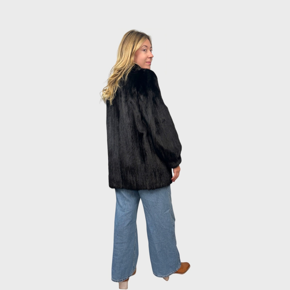 Black Dyed Vintage Mink Jacket