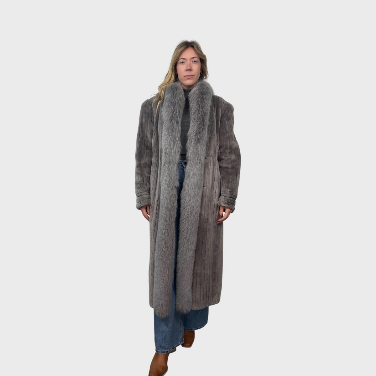 Grey Sheared Beaver Coat