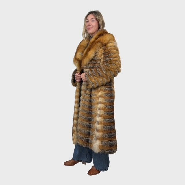 Two Tone Vintage Fox Coat- American Grey & Canadian Red Fox