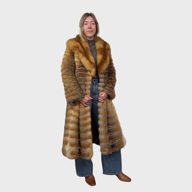 Two Tone Vintage Fox Coat- American Grey & Canadian Red Fox