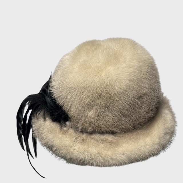 Vintage Violet Mink Hat with Feathers