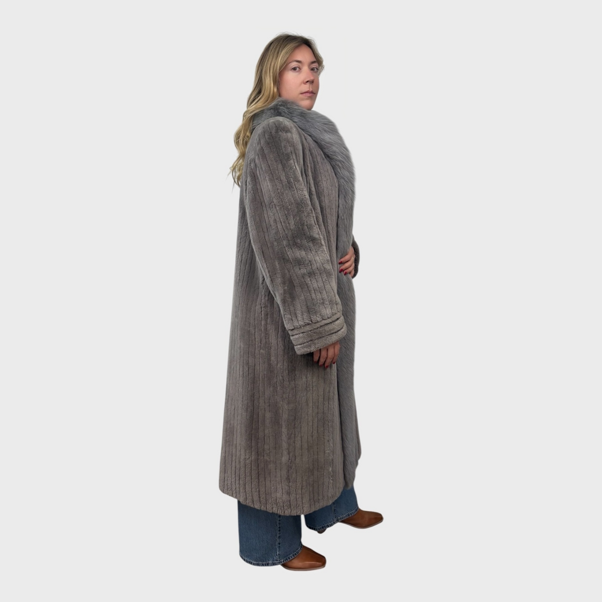 Grey Sheared Beaver Coat