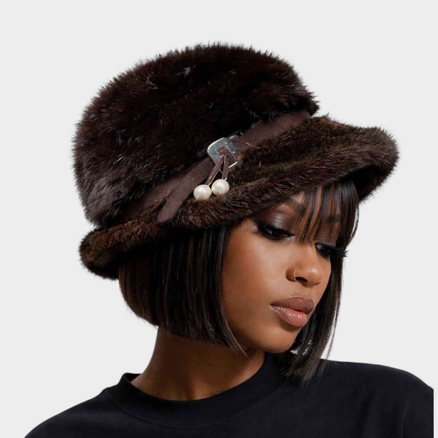 VINTAGE DARK BROWN MINK HAT