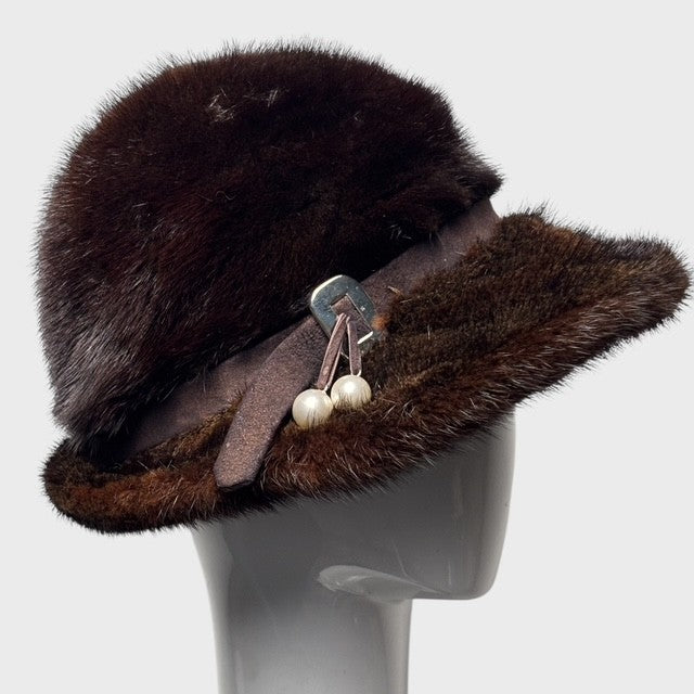 VINTAGE DARK BROWN MINK HAT