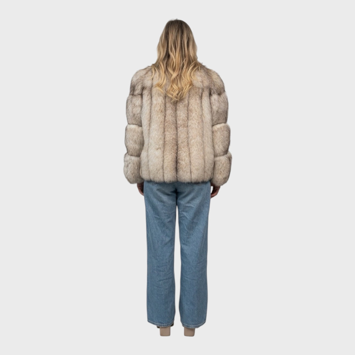 Short Vintage Blue Fox Jacket