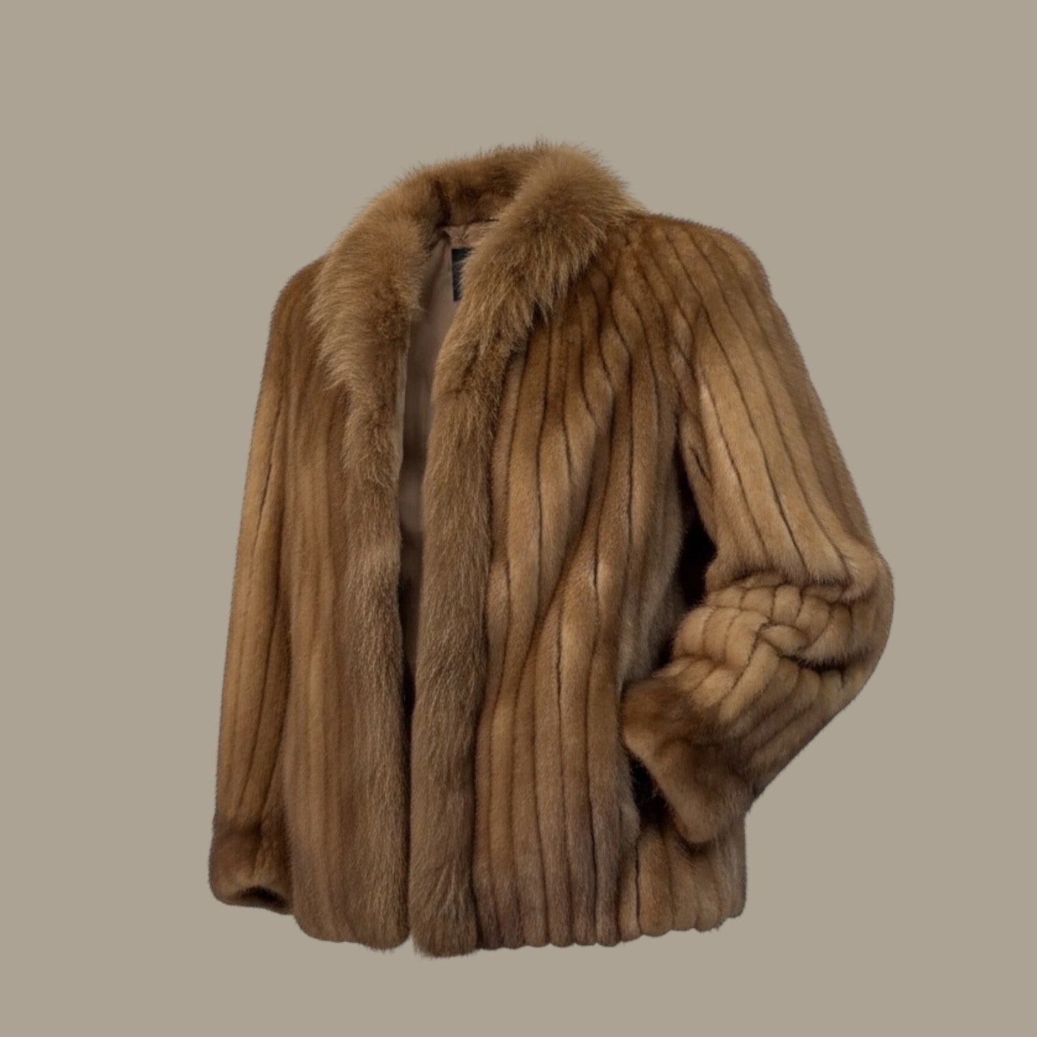 Pastel mink Short Jacket - Fox Trim