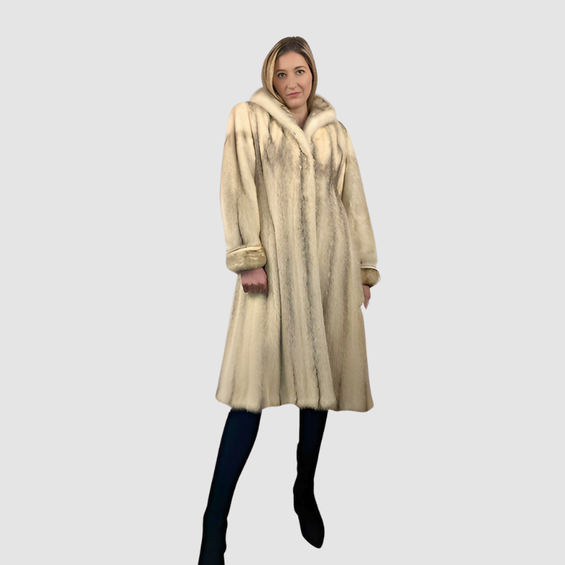 BROWN CROSS FEMALE MINK COAT-ZIP-OUT BOTTOM
