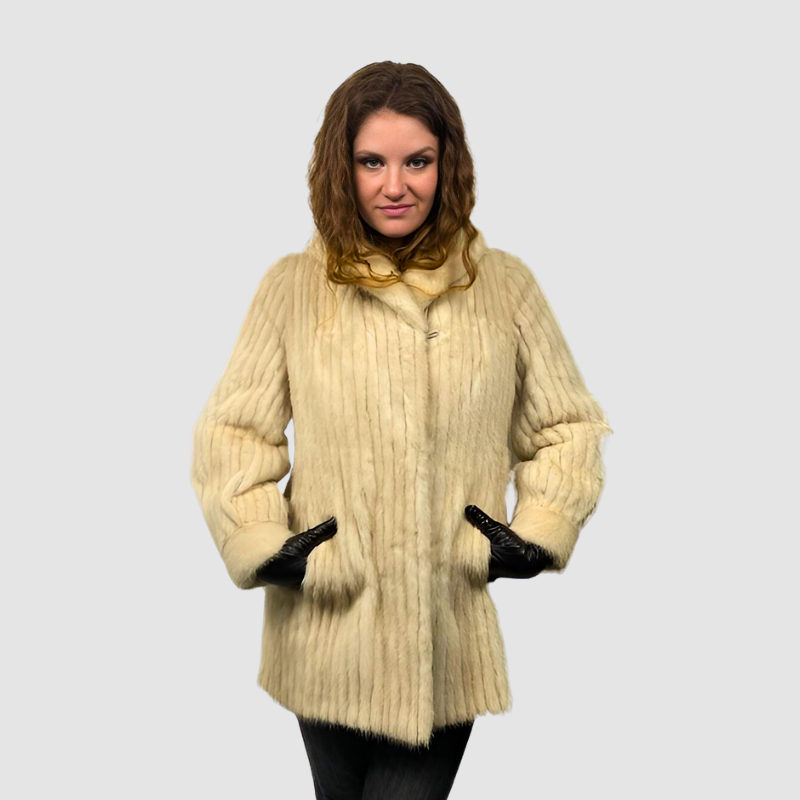 Corduroy Cut Pearl Mink Jacket