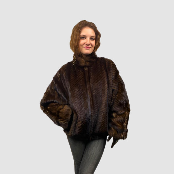 Mahogany Mink Bomber Jacket