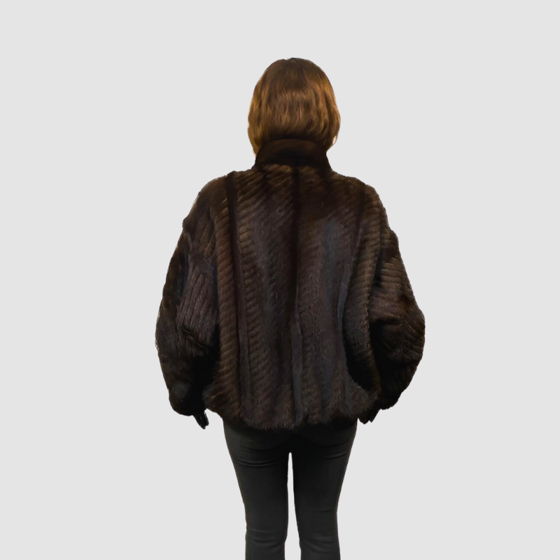 Mahogany Mink Bomber Jacket