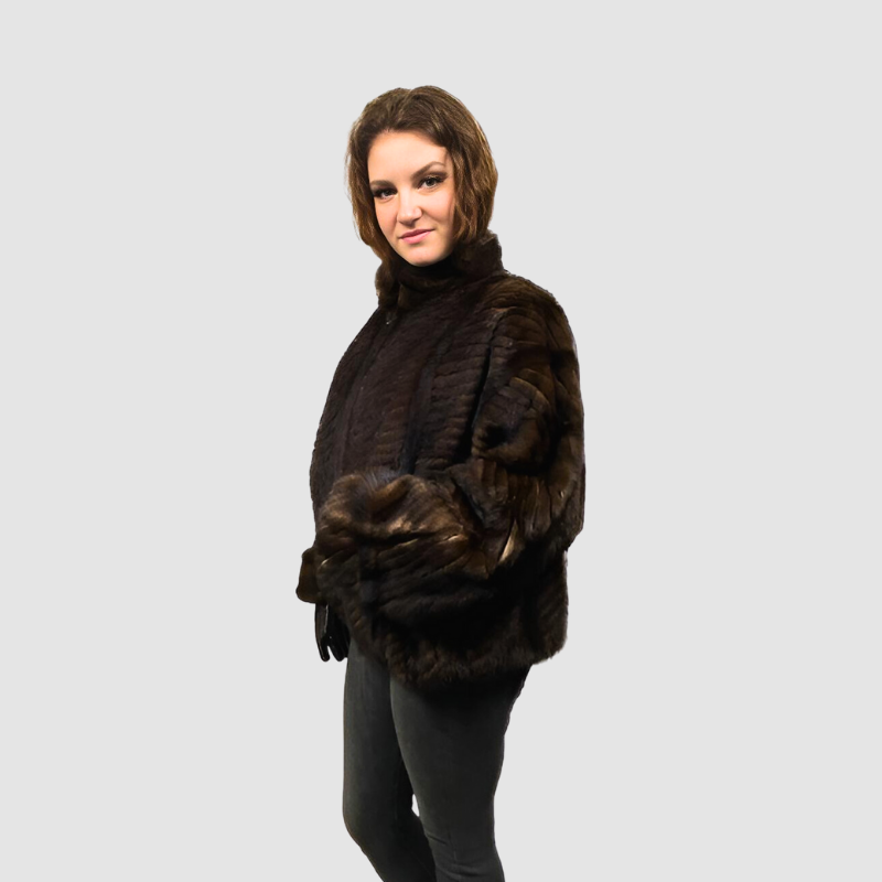 MAHOGANY MINK BOMBER JACKET