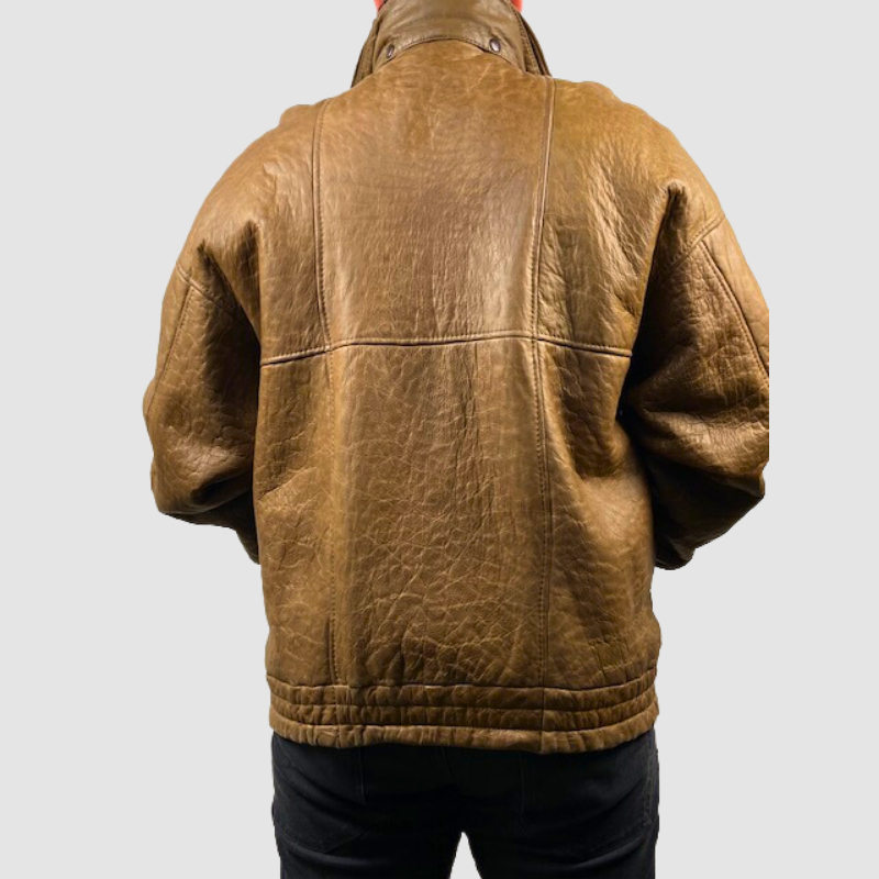 BROWN PERSIAN LAMB JACKET NAPA LEATHER FINISH