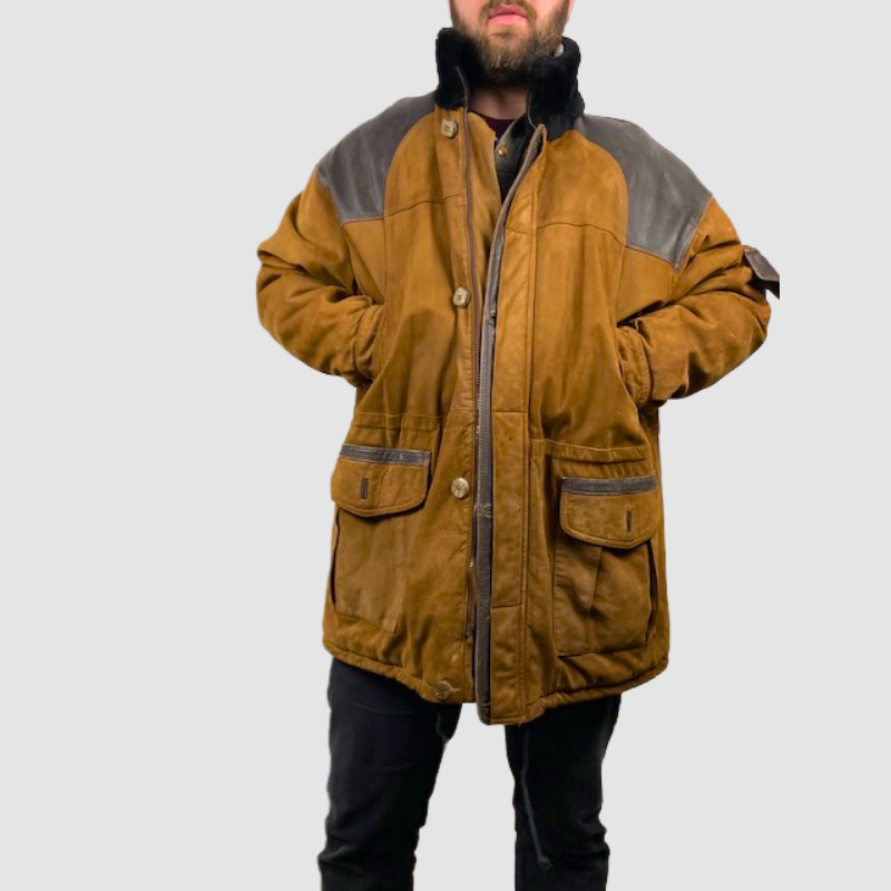 SUEDE JACKET FULLY LINED IN BLACK ONYX SHEARED BEAVER