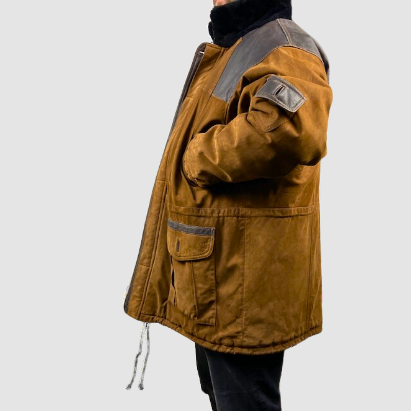 SUEDE JACKET FULLY LINED IN BLACK ONYX SHEARED BEAVER