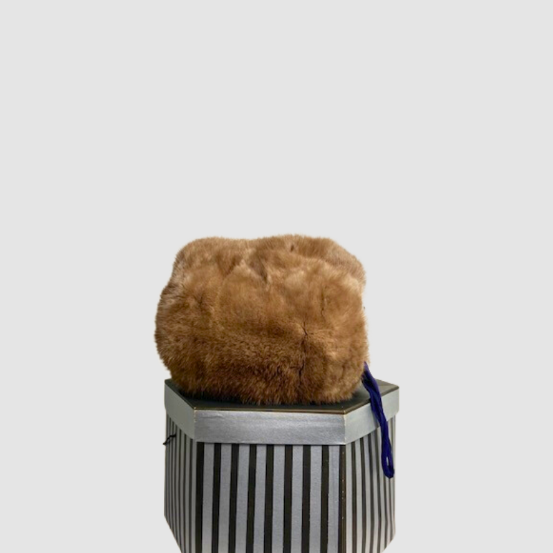 MUSKRAT MUFF WITH RIBBON