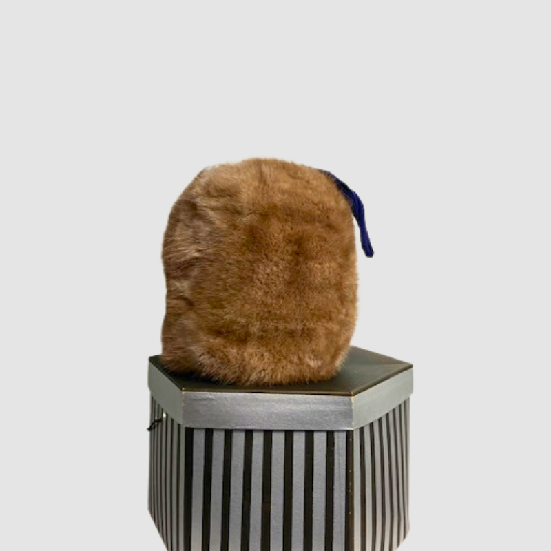 MUSKRAT MUFF WITH RIBBON