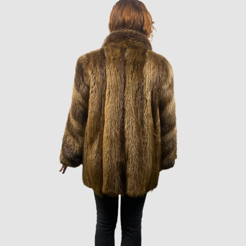 NATURAL LONG HAIR BEAVER JACKET