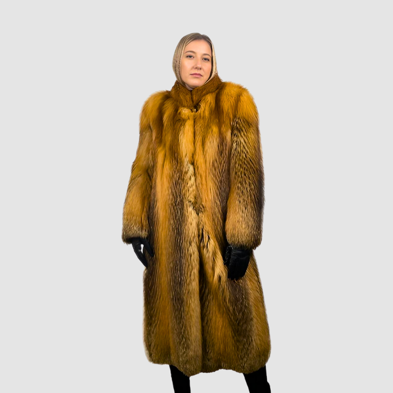 TWO TONE RED & BROWN FOX COAT