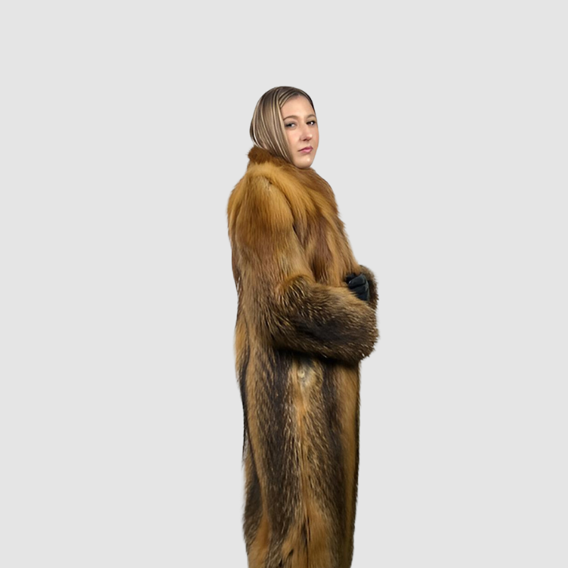 TWO TONE RED & BROWN FOX COAT