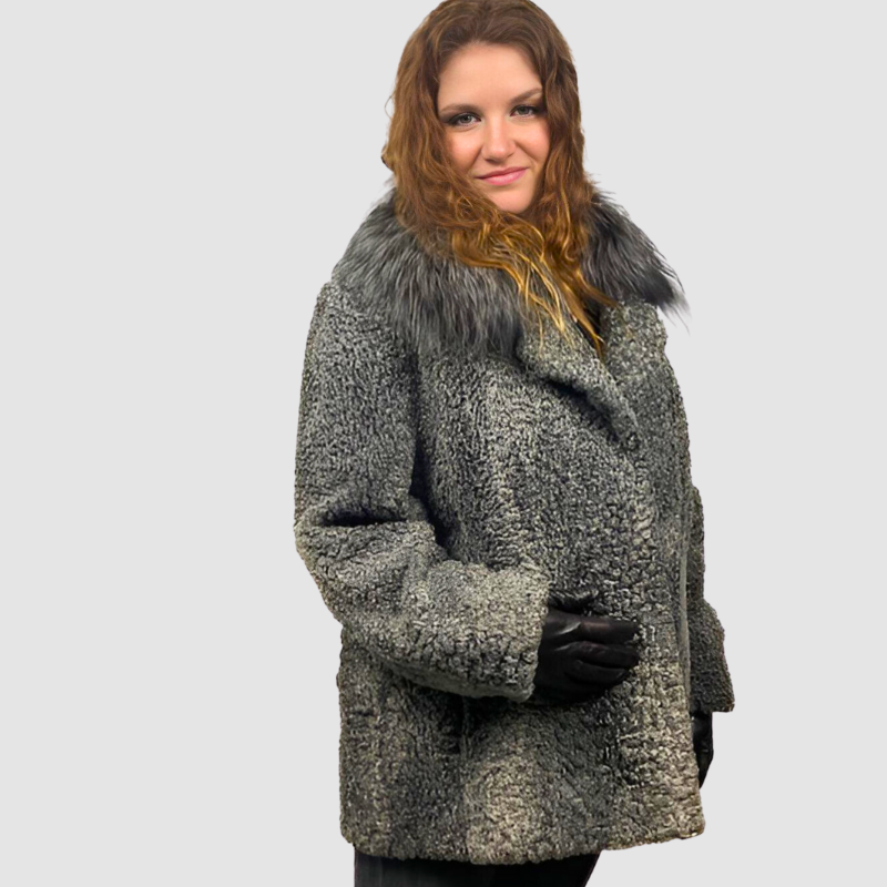 Upcycled Grey Persian Lamb Jacket