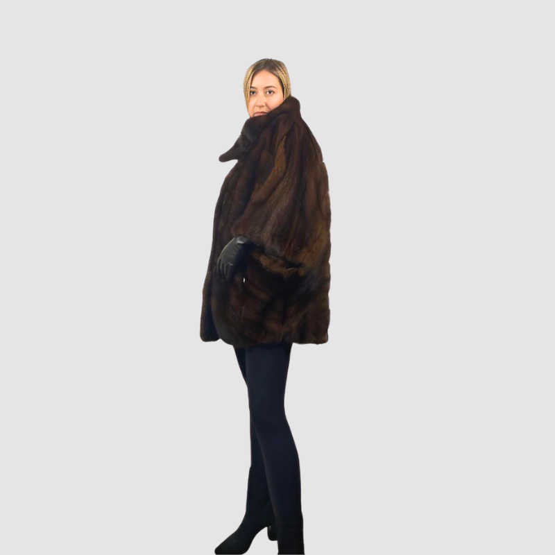 UPCYCLED MAHOGANY MINK CAPE STYLE JACKET