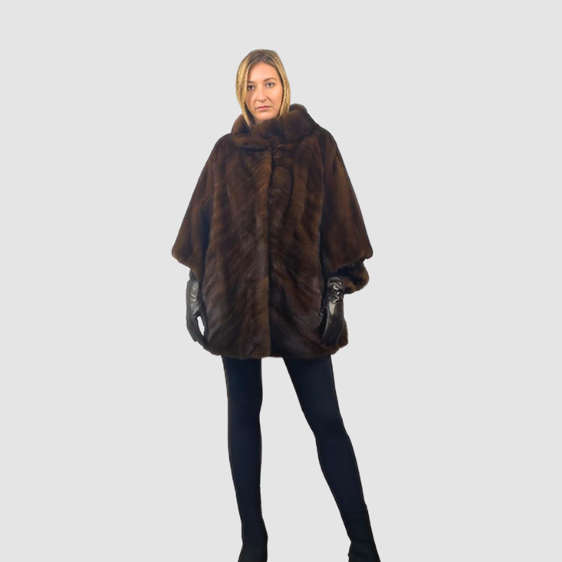 UPCYCLED MAHOGANY MINK CAPE STYLE JACKET