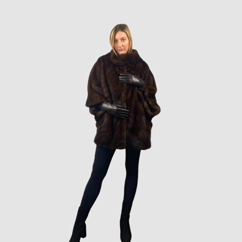 UPCYCLED MAHOGANY MINK CAPE STYLE JACKET