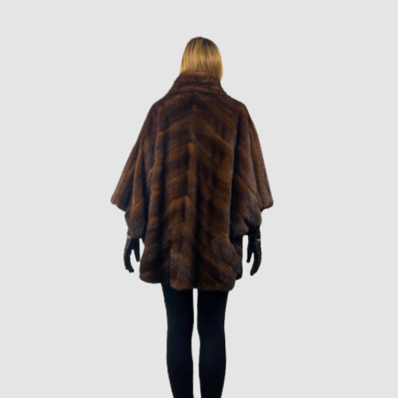 Upcycled Mahogany Mink Cape Style Jacket