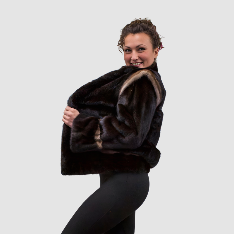 VINTAGE DARK RANCH MINK JACKET - BLUE IRIS INSERTS