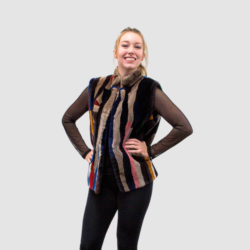 Vintage Multicolored Sheared Beaver Vest