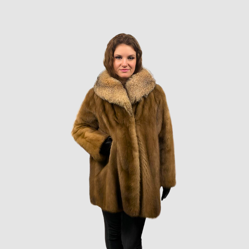 VINTAGE PASTEL MINK JACKET - CRYSTAL FOX COLLAR
