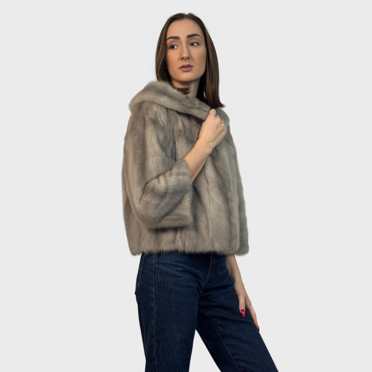 Sapphire Short Female Mink Jacket - 3/4 Length Sleeves
