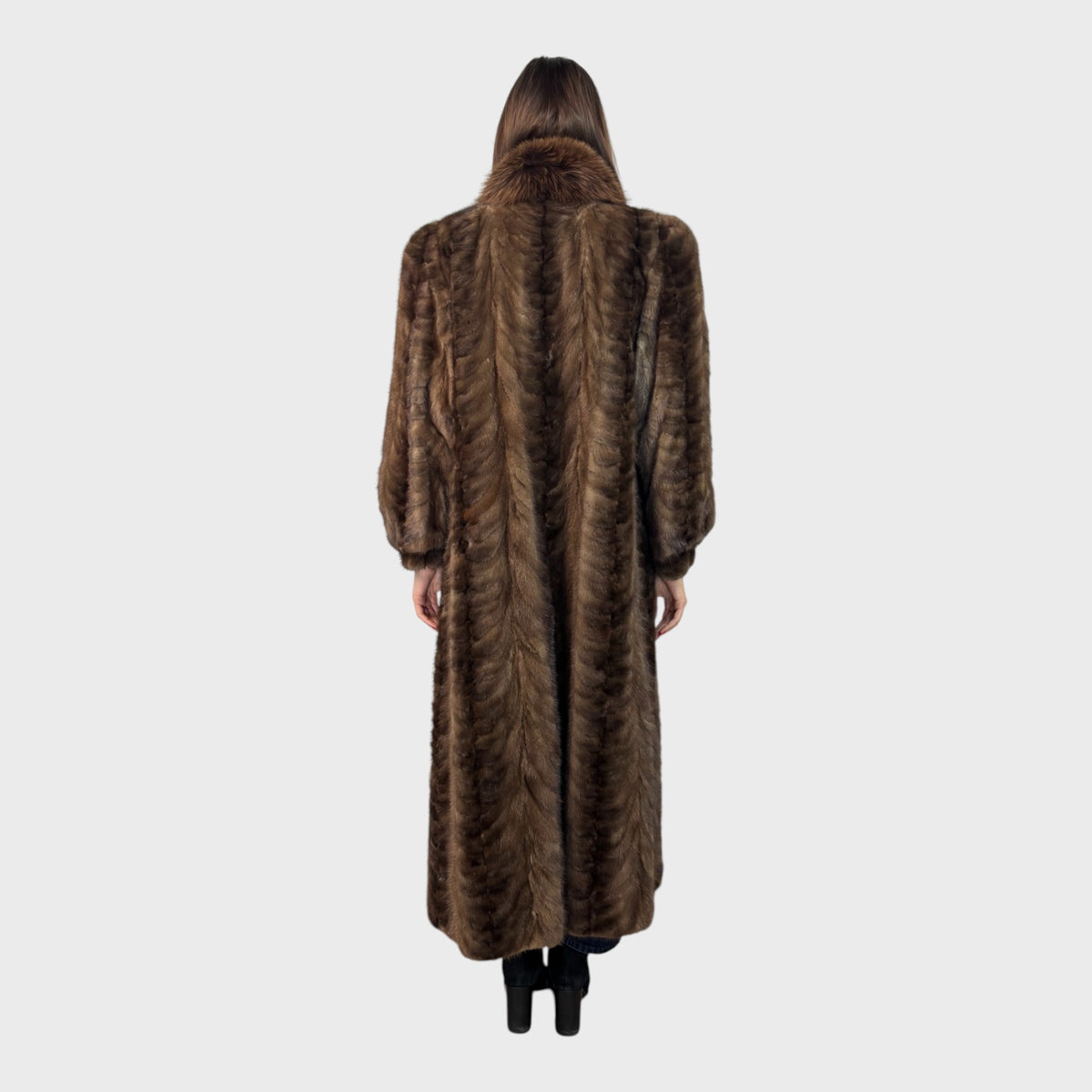 Vintage Demi Buff Mink Paw Coat with Fox Tuxedo Trim