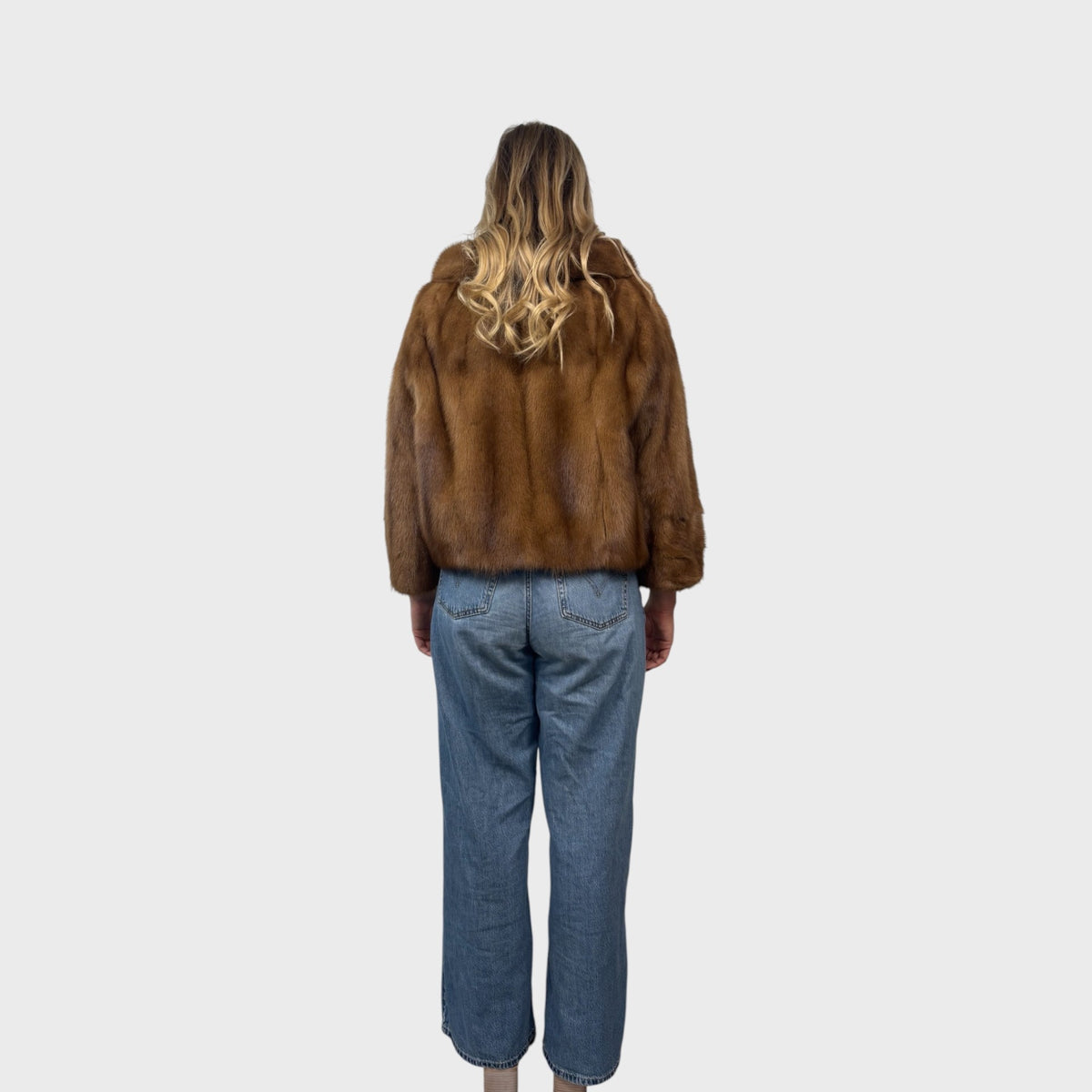 Dark Pastel Vintage Short Mink Jacket