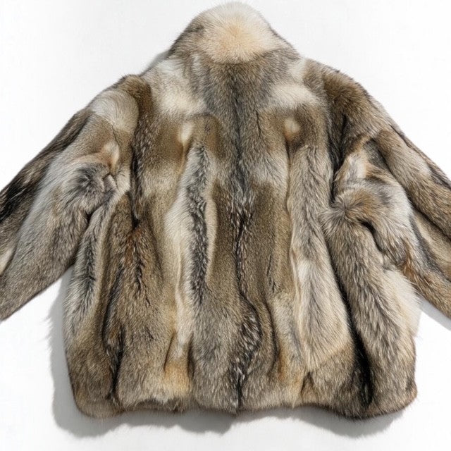 Men's Natural Coyote Fur Bomber Jacket – Gator Fronts | Size 3XL