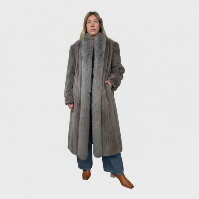 Grey Sheared Beaver Coat