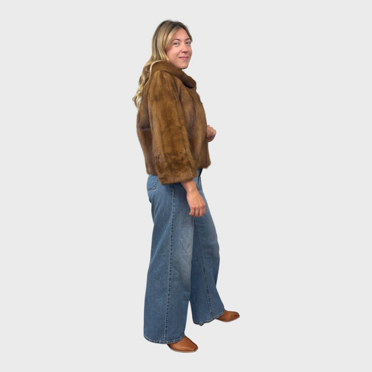Dark Pastel Vintage Short Mink Jacket