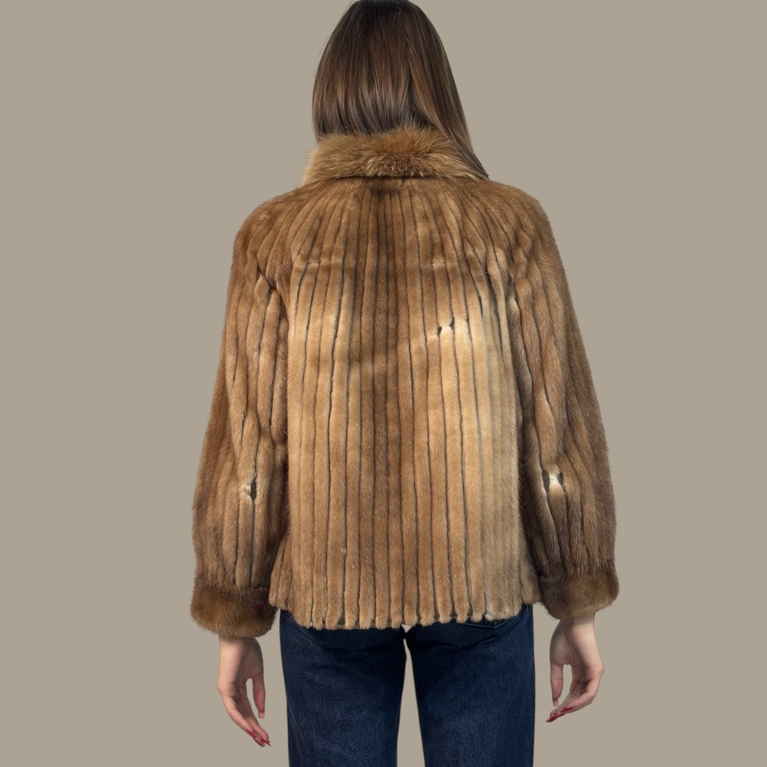 Pastel mink Short Jacket - Fox Trim