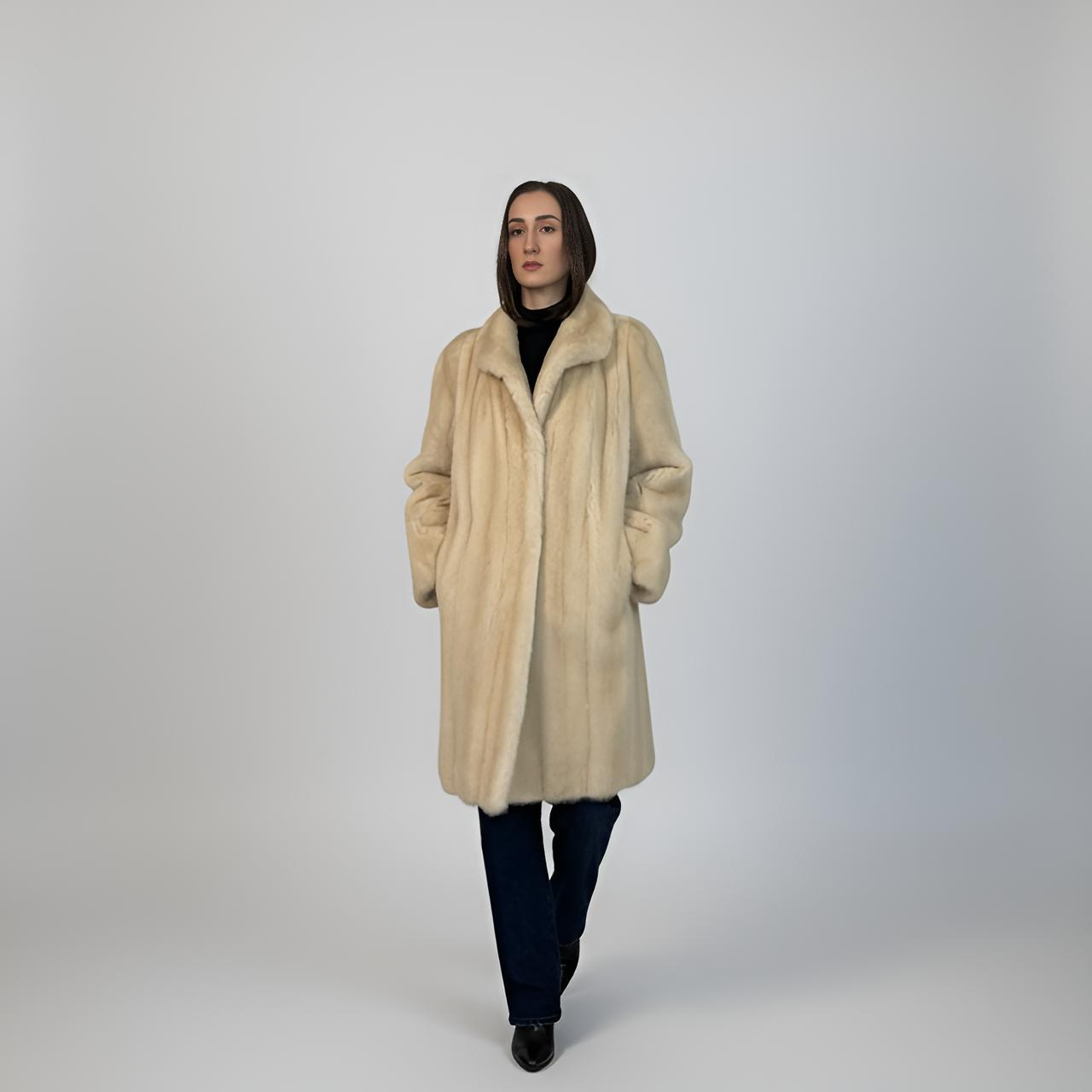 Upcycled Natural Blush Mink 7/8 Coat