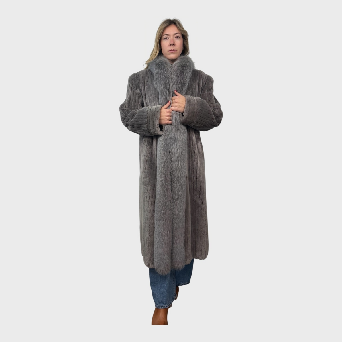 Grey Sheared Beaver Coat