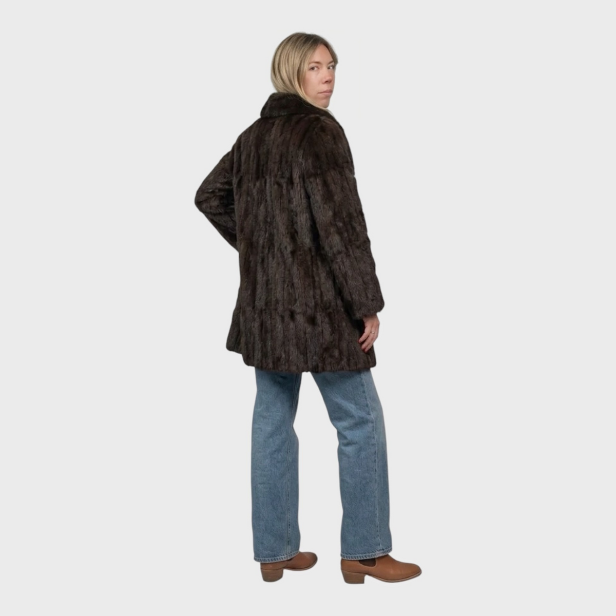 Dark Brown Vintage Squirrel 3/4 Coat