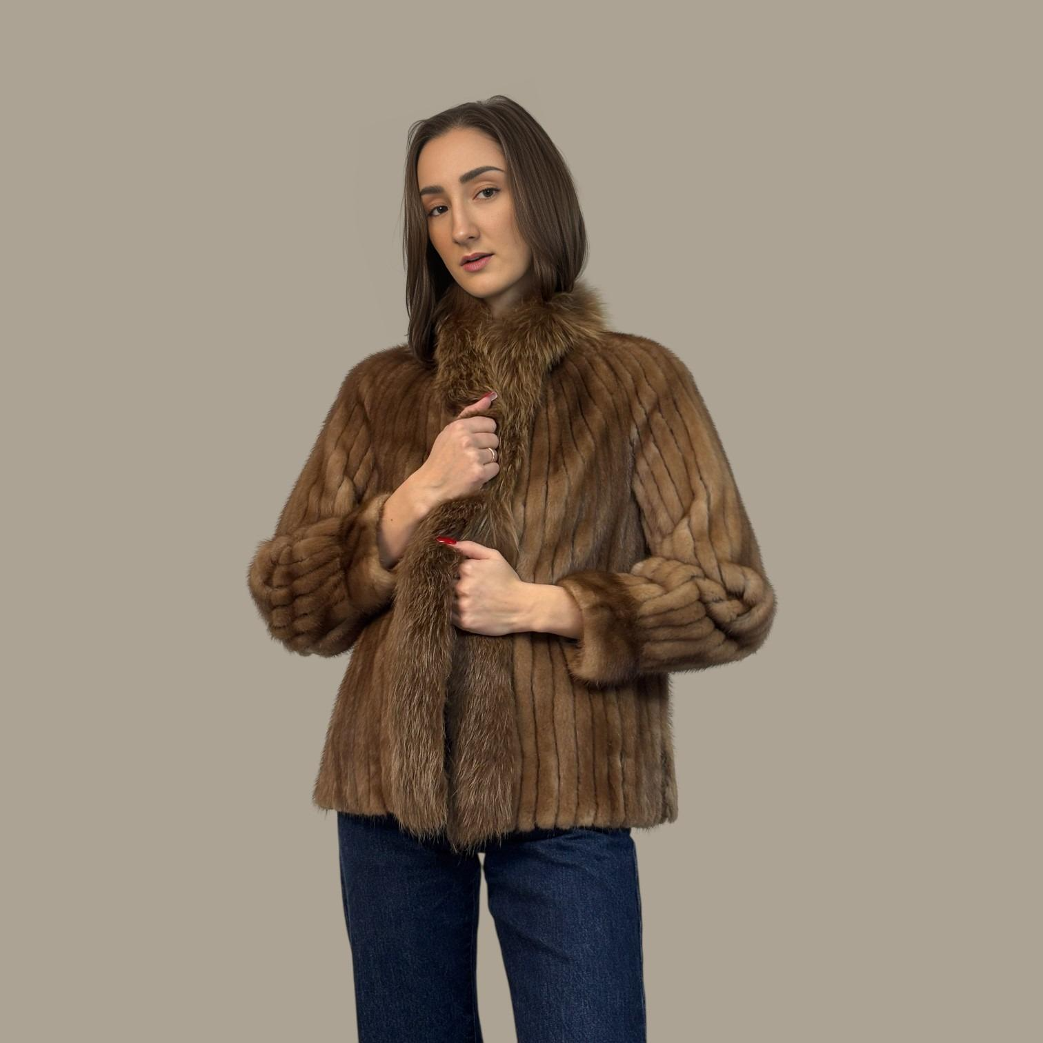 Pastel mink Short Jacket - Fox Trim