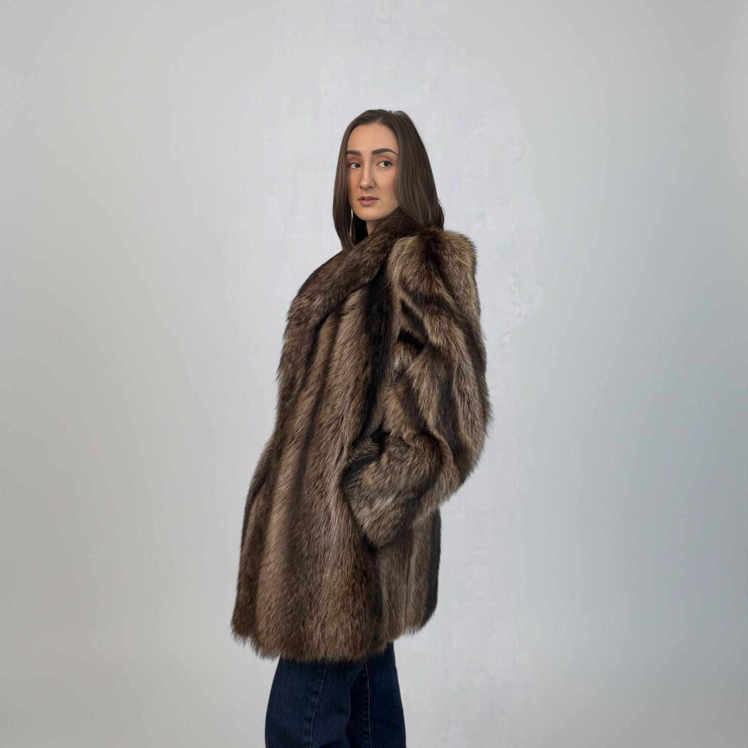 Natural Raccoon Jacket - Spiral Style Sleeves