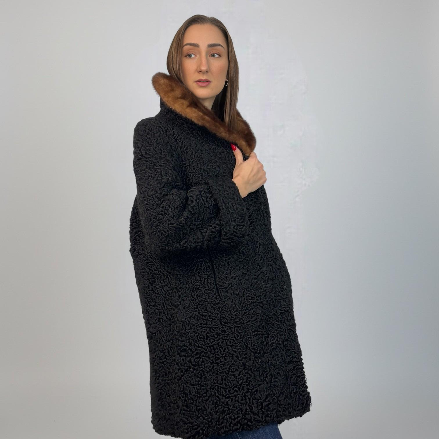 Black Persian Lamb Jacket - Pastel Mink Collar